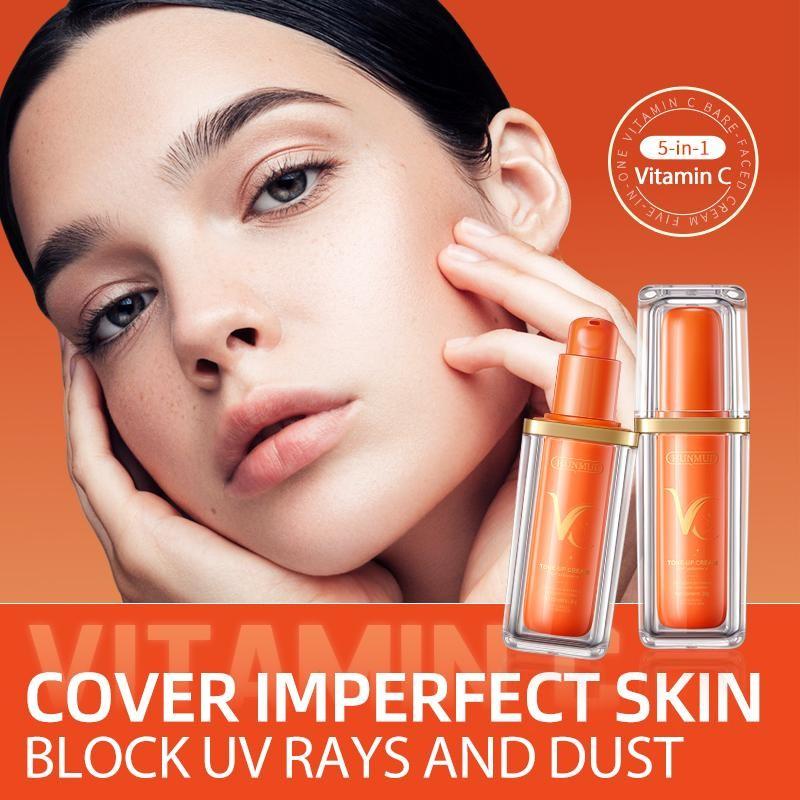 Five-Layer Vitamin C Cream, Lightweight Moisturizing Brightening, VC Isolation Cream, Concealer & Makeup Base, Multi-Bottle Value Pack