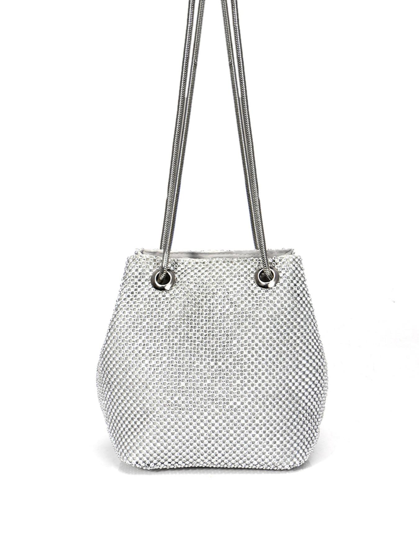 Women's Evening Bag- Upgraded Size Full Rhinestones Bucket Bag Shining Bag Shoulder Bag for Party Wedding Date Night
