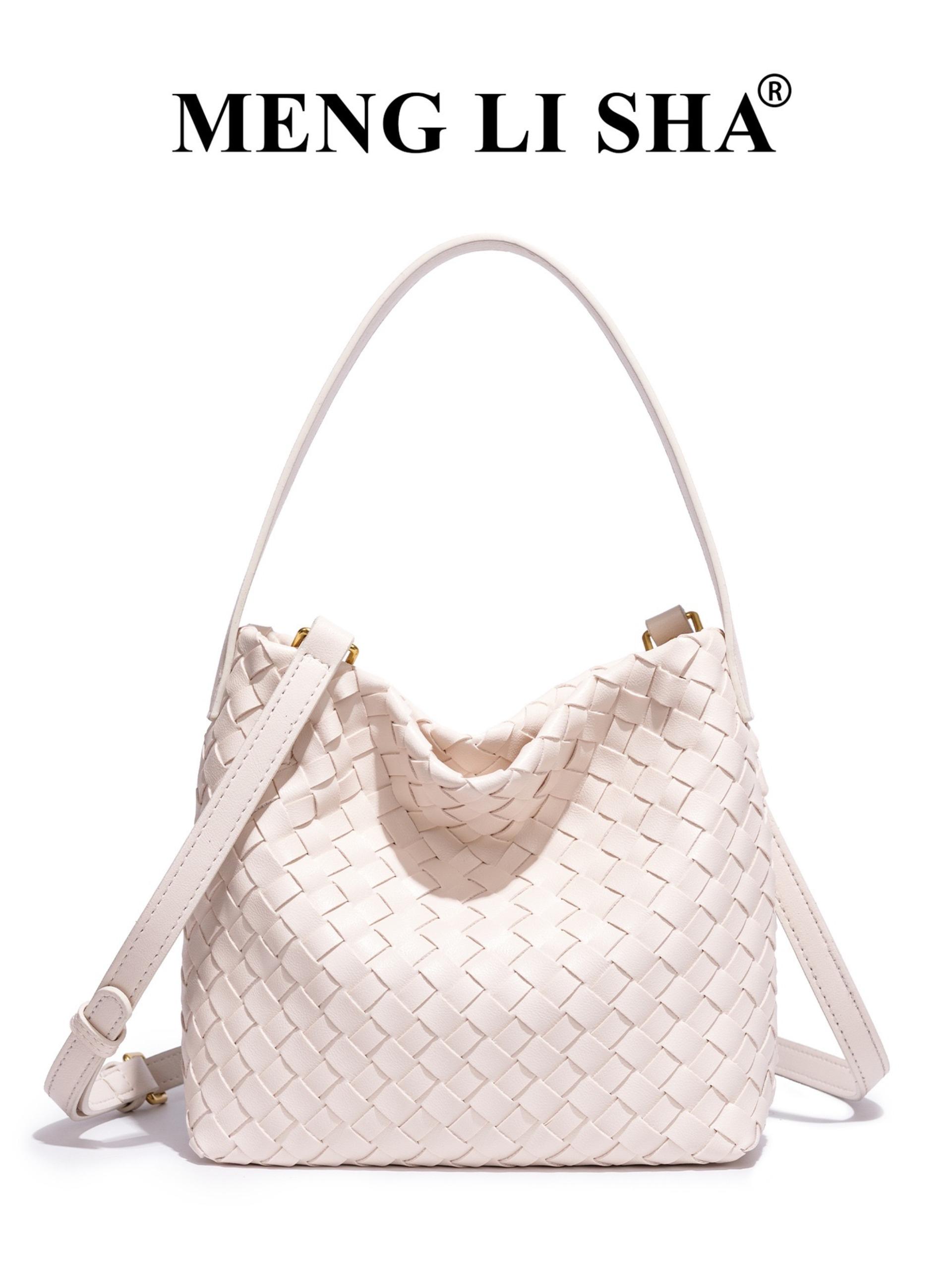 New Handmade Woven Tote Bag for Women, Luxury Bucket Bag, Lazy Style Commute Shoulder Crossbody Handbag, Large Capacity Leather Bag