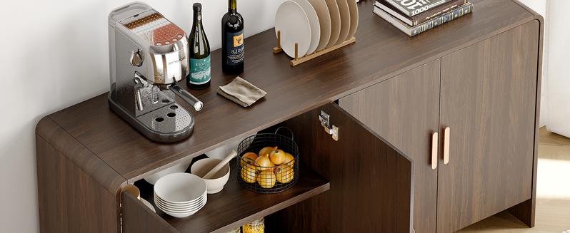 【Valentine's Day gift】ONBRILL Gorgeous 31.5"/60" Buffet Cabinet Sideboard with Storage, Modern INS Coffee Bar Cabinet with Doors, Farmhouse Storage Cabinet with Adjustable Shelves for Living Room Kitchen Hallway,Bedroom Furniture,Christmas Gift