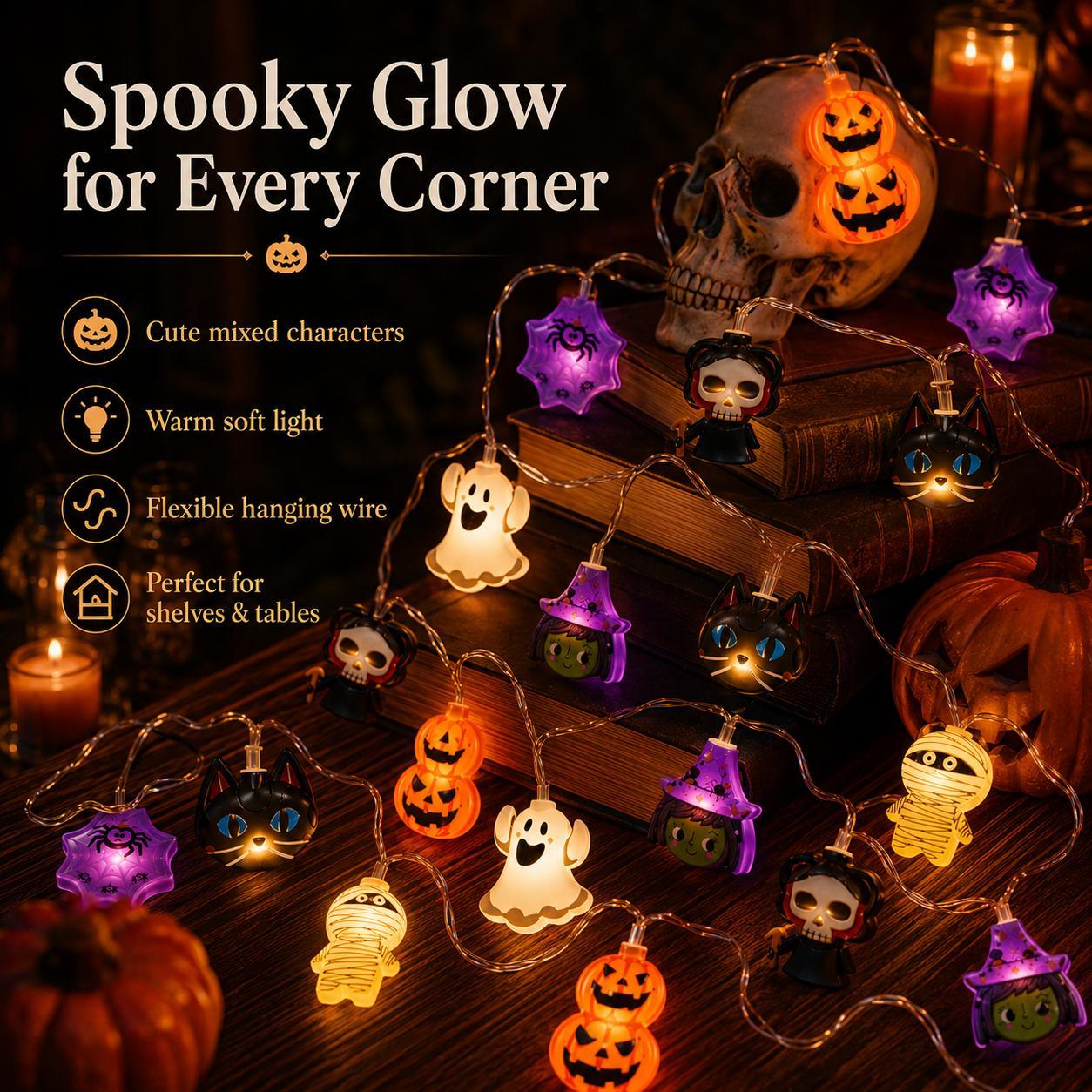 Halloween character lights shown during daytime and illuminated at night