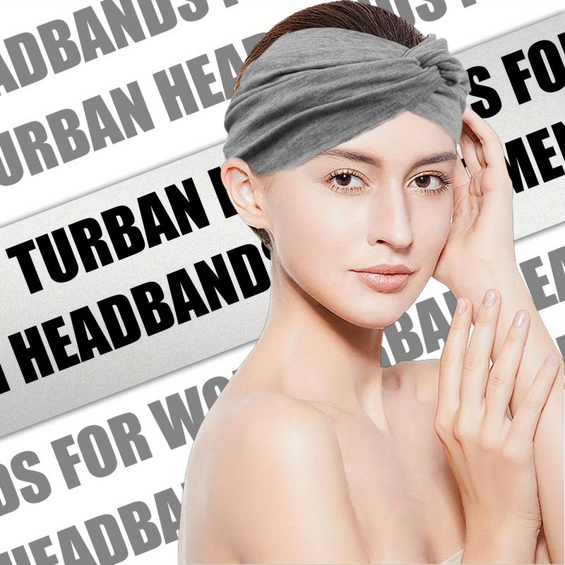 4 Pack Turban Headbands for Women Wide Vintage Head Wraps Knotted Cute Hair Band Accessories