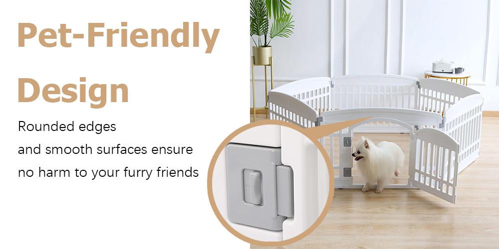 RIMIKING Pet Playpen with Secure Gate,,Modular Layout,Secure, Easy-to-Use Gate,Stable Non-Slip Base,Weather-Resistant Design,Durable Construction