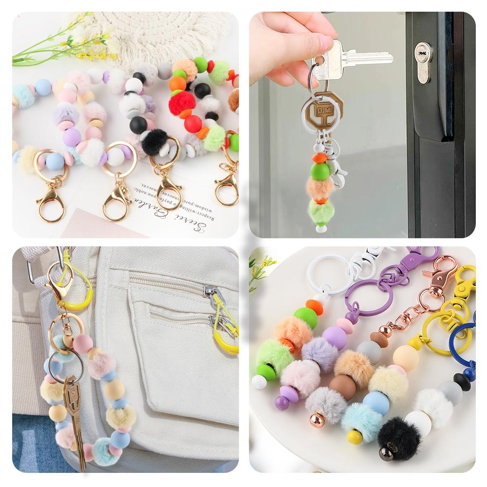 Mixed Color Plush Ball Beads Set, 57pcs/box Round Beads, DIY Jewelry Making Supplies for Necklace Earrings Bracelet Making, Jewelry Making Kit, Handmade Crafts, Jewelry Making Tools, Diy Jewelry Decoration