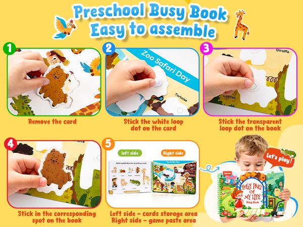 JoyCat Preschool Busy Books Language Toys, Montessori Busy Board, Educational Learning Flash Cards, Sensory Toys, Creative Learning & Fun Activities