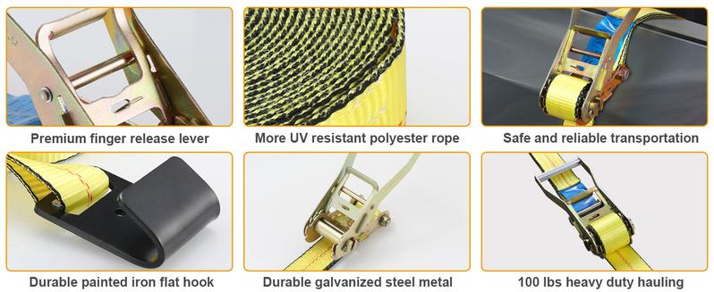 4 Pack 2 in x 27 FT Flat Hook Ratchet Straps ,11,000 lbs Break Strength,Heavy Duty Tie Down Straps for Trucks ,Orange/Yellow 4 Pack 2 in x 27 FT Flat Hook Ratchet Straps ,11,000 lbs Break Strength,Heavy Duty Tie Down Straps for Trucks ,Orange/Yellow