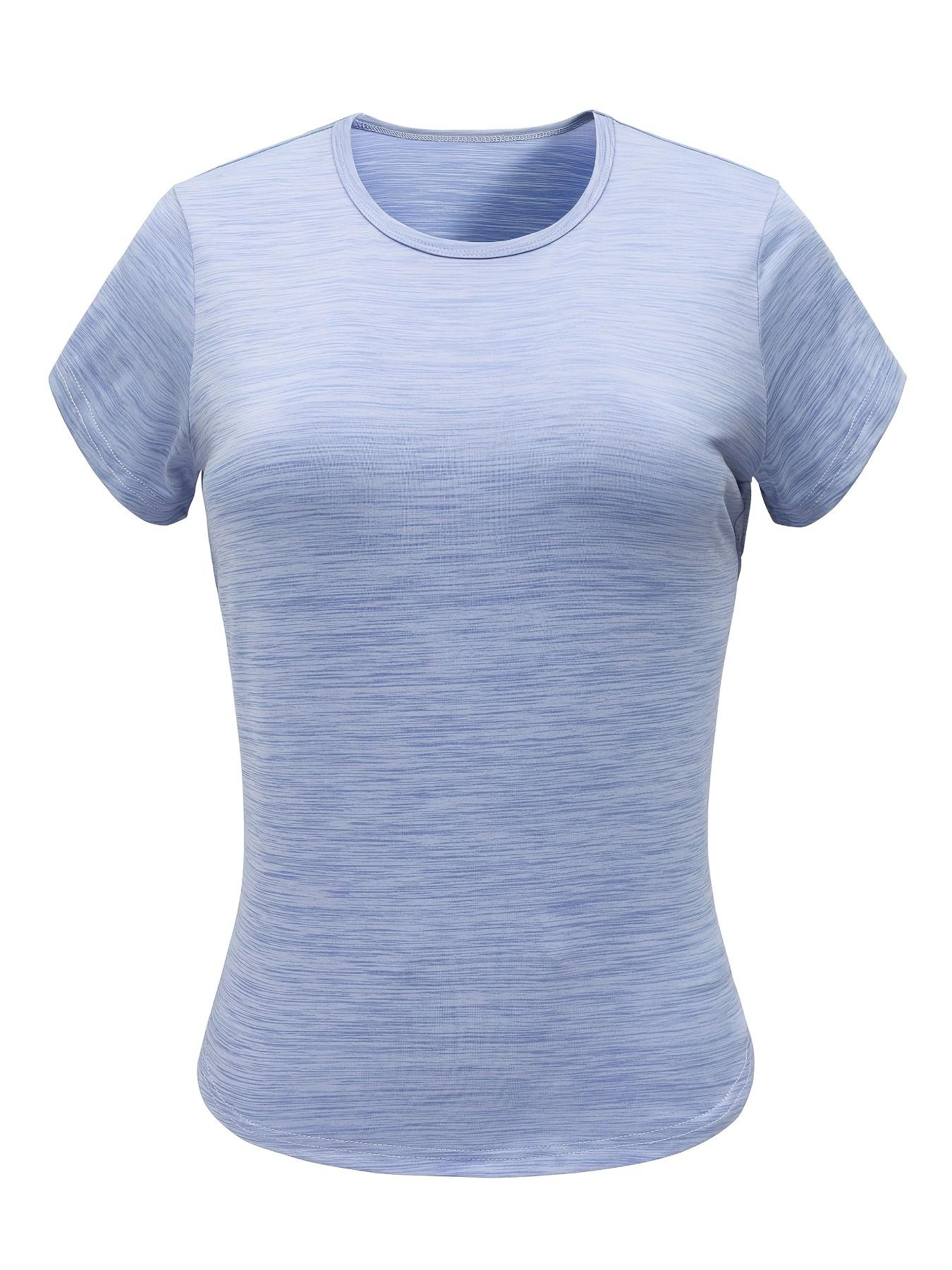 Women's Spring Summer Pure Color Round Neck Moisture-Wicking Breathable Casual Sports T-Shirt, Loose Fit Short Sleeve Tee