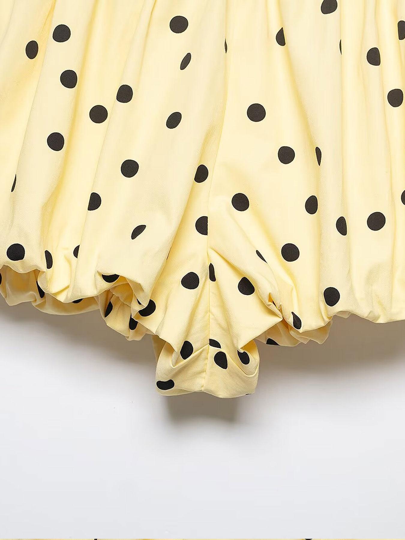 Women's Spring Summer Fashion Polka Dot Print Shorts Set, Long Sleeve Button Front Shirt Jacket, Elastic Waist Balloon Pants, Elegant Casual