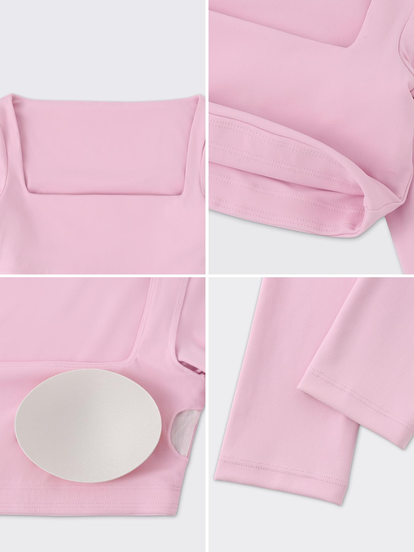 Women's Long Sleeve Sports Top, American Style, Professional Performance, Classic Square Neck, High Elasticity, Breathable Fabric, Breathable Workout Tops