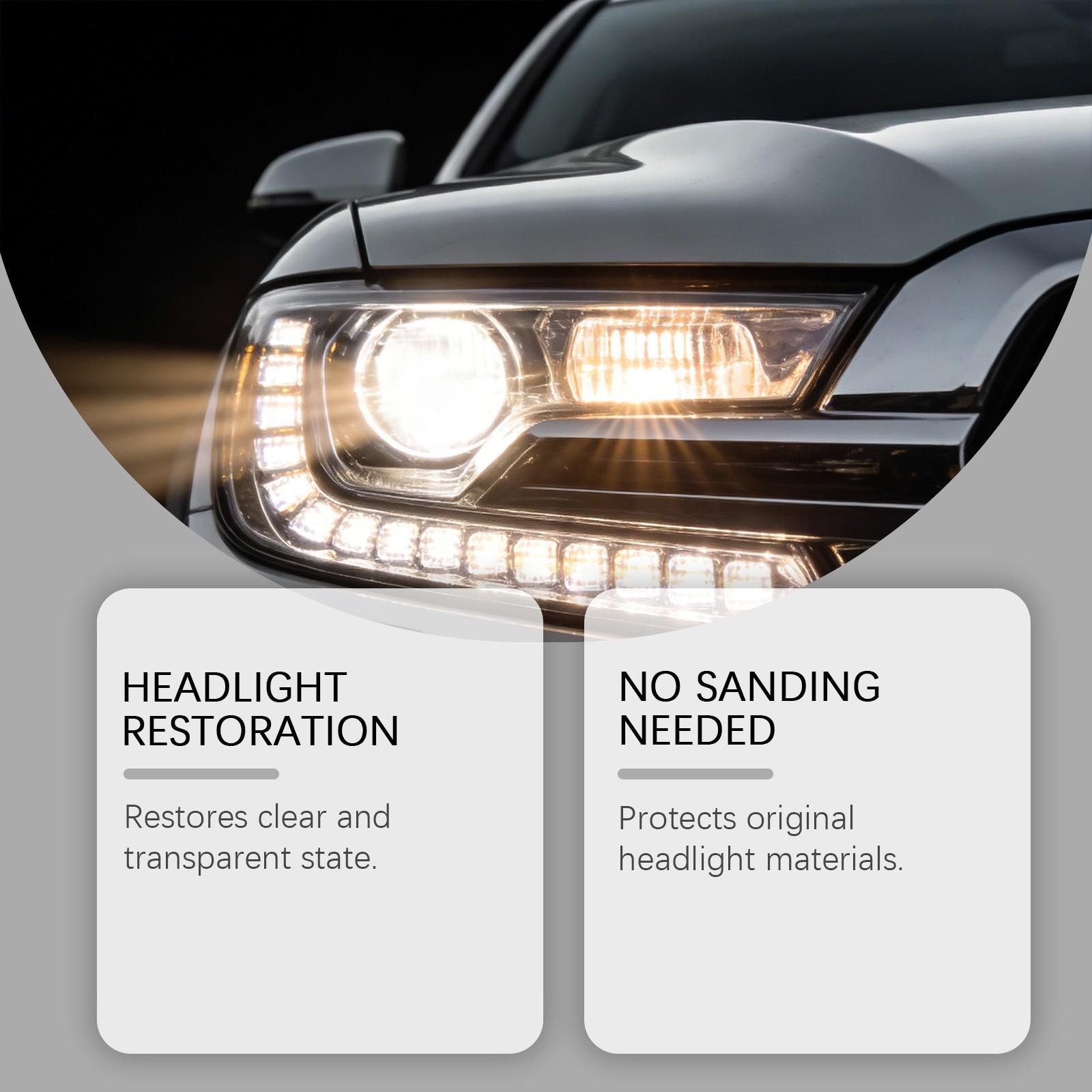 Car Headlight Restoration Kit, Remover, Cleaning Agent, Headlight Polishing Agent, Brightening Care, Auto Accessories, Enhances Visibility, Easy Application