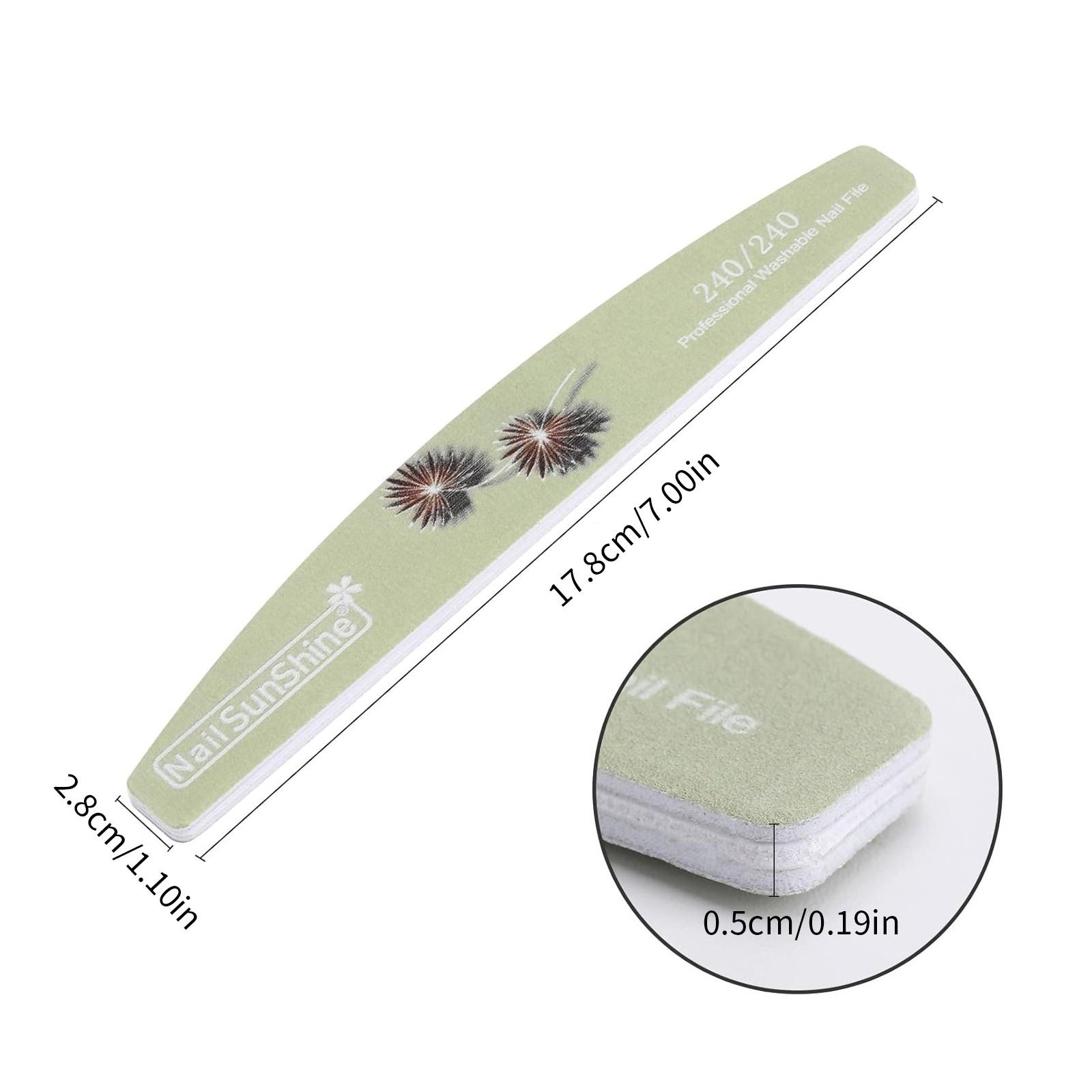 5-piece Nail File Set - Professional Half-Moon Nail File Double-Sided Sanding Board, Washable Nail Files and Buffing Block, Smooth and Shape Nails, Manicure and Pedicure Polishing Tool