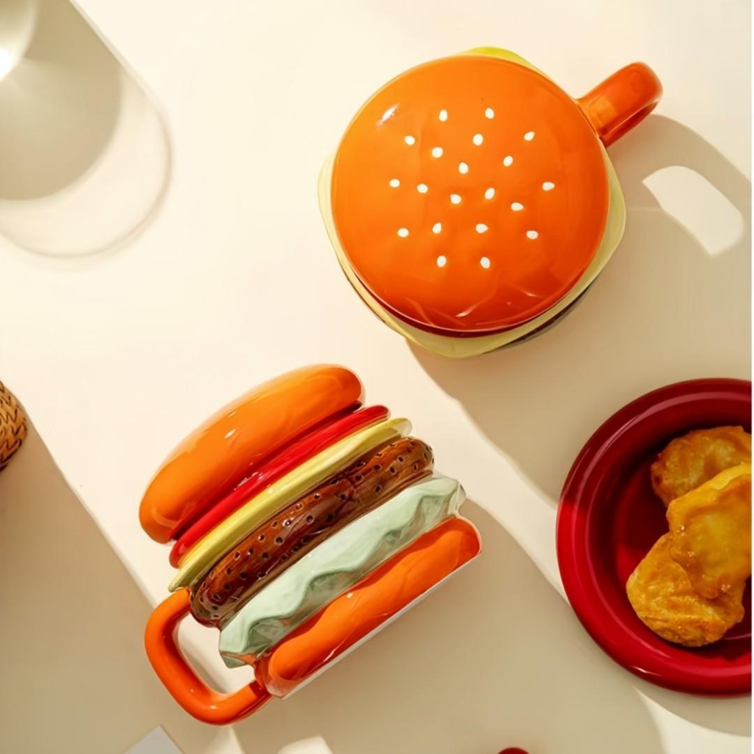 Hamburger-Shaped Ceramic Cup, Multi-Layer Design, Bright Colors, Safe and Durable, Perfect Birthday Gift, Christmas Present