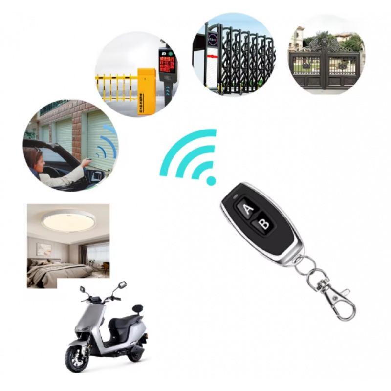 433mhz Remote Control 2-Key Learning Code for Garage Door Opener Car E-Bike, Lithium Button Cell Batteries Included, Abs Enclosure