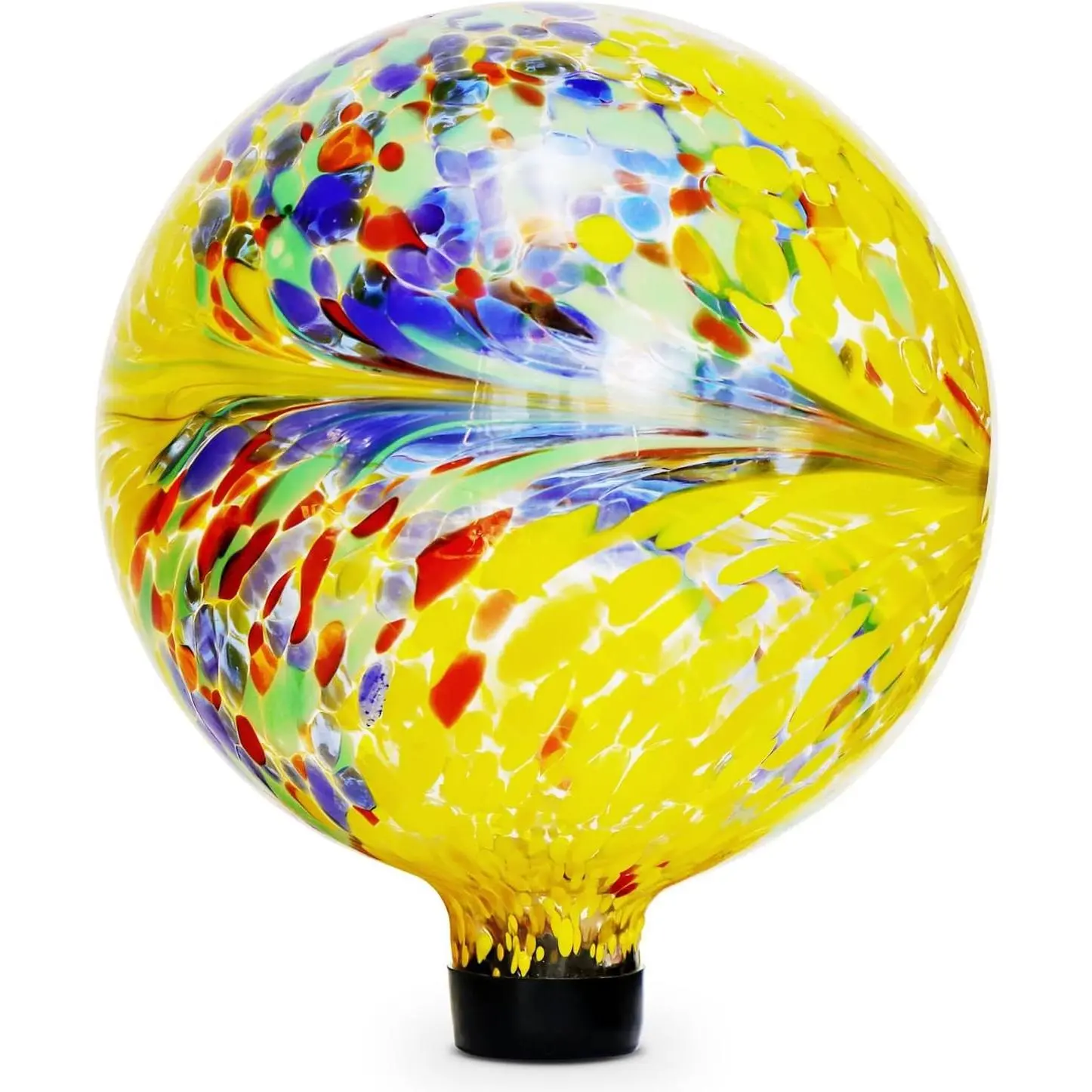 10 Inch Gazing Balls for Garden, Hand Blown Indoor Outdoor Glass Garden Globes Balls for Outside Festive Yard Lawn Ornaments Decoration (Yellow)
