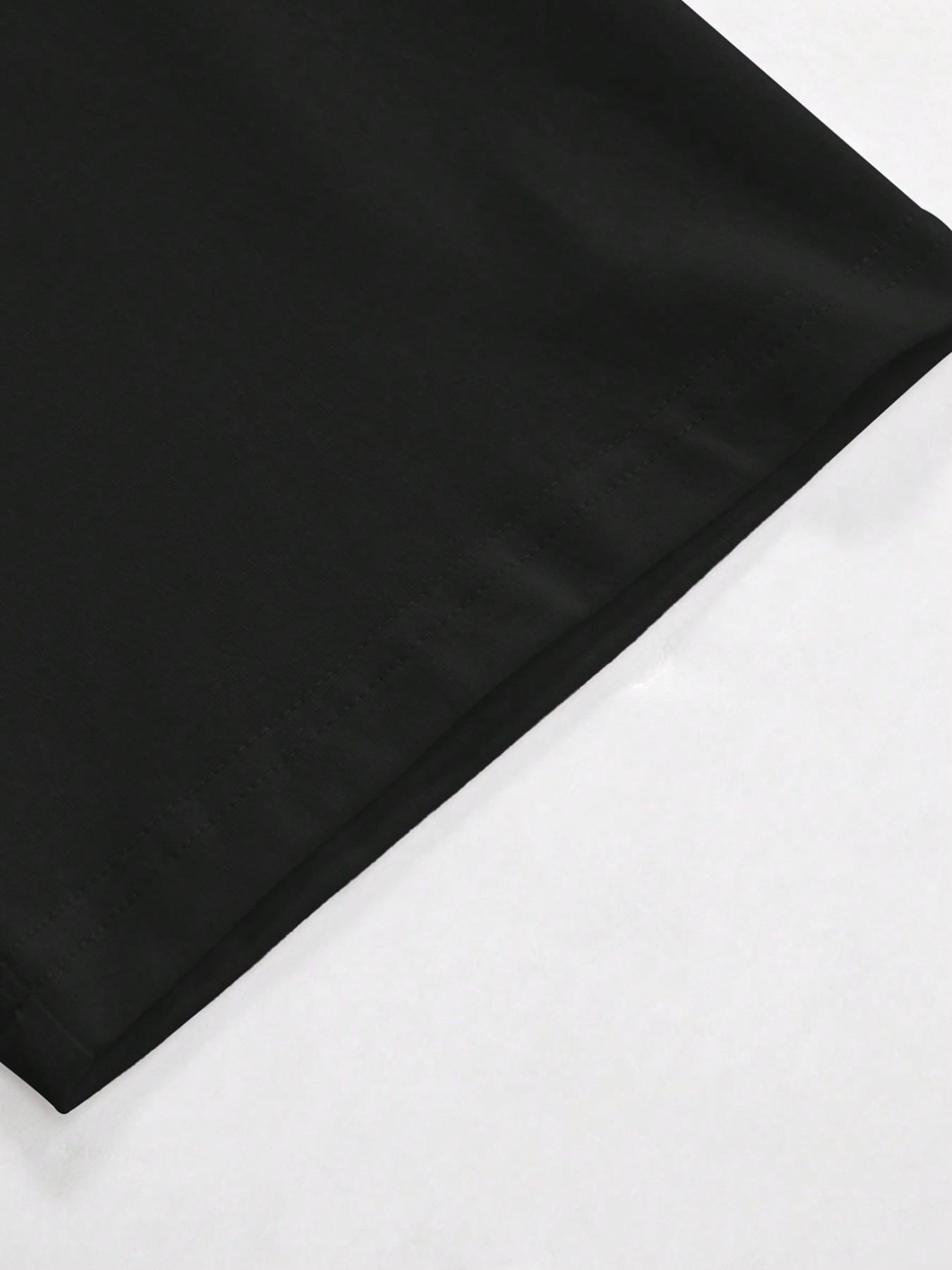 Adherent Loose Rhinestone T-Shirt, Round Neck, Face Print + Rhinestone Font, Soft Cotton Blend Fabric, Y2K Gothic Style, Casual, Daily Wear, Party, City Essential, Streetwear, Menswear