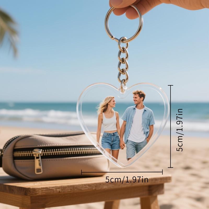 Acrylic Heart Keychain Set, Personalized Image, Perfect Gift for Valentine's Day, Birthday, Anniversary, Durable Material, Unique Accessory