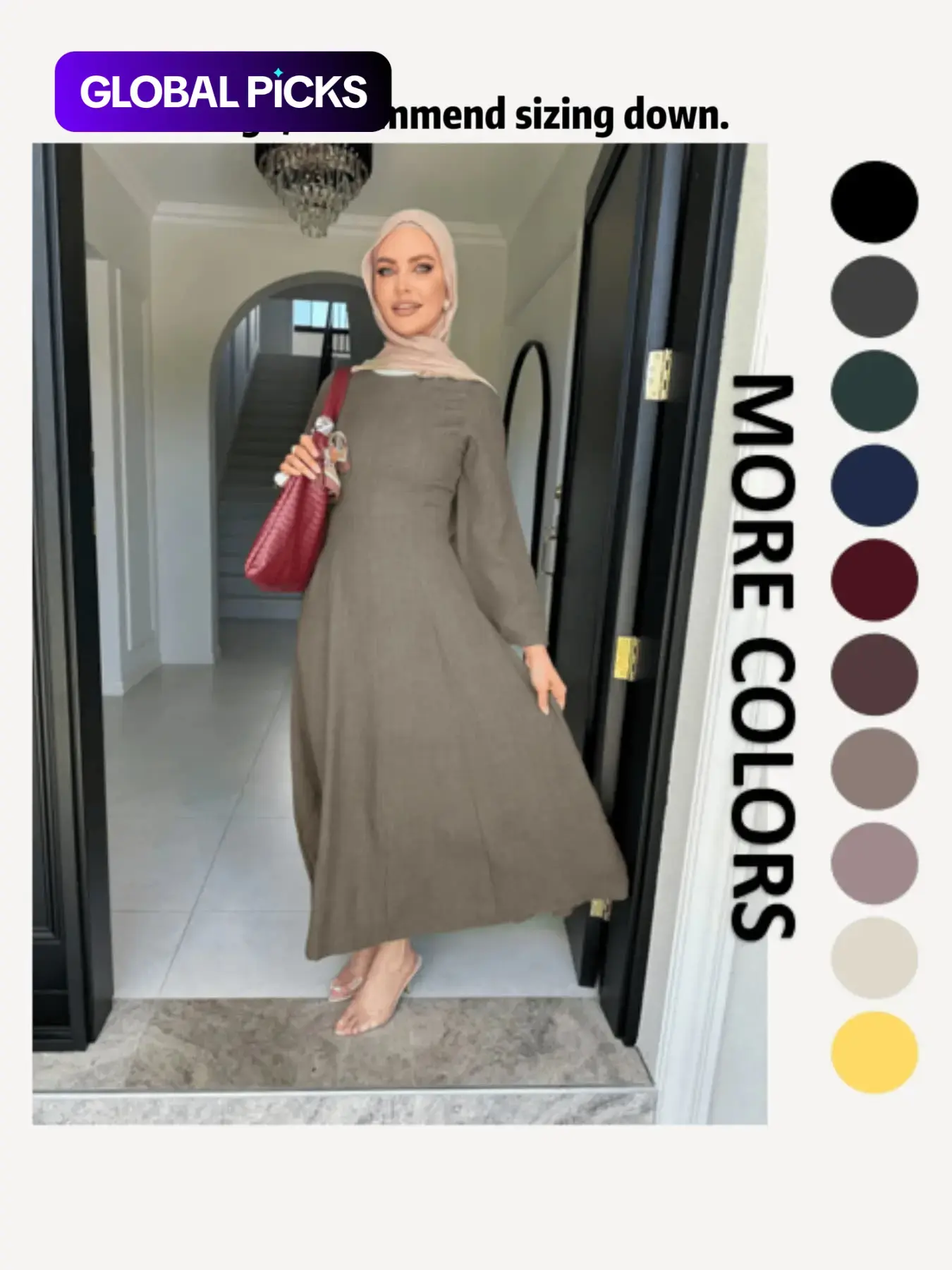 Lace-Up Back Crepe Abaya Long Flare Sleeve Modest Style Dress Casual Maxi Abaya for Daily Wear Modest Muslim Clothing Modest Islamic Clothing #GLOBAL PICKS