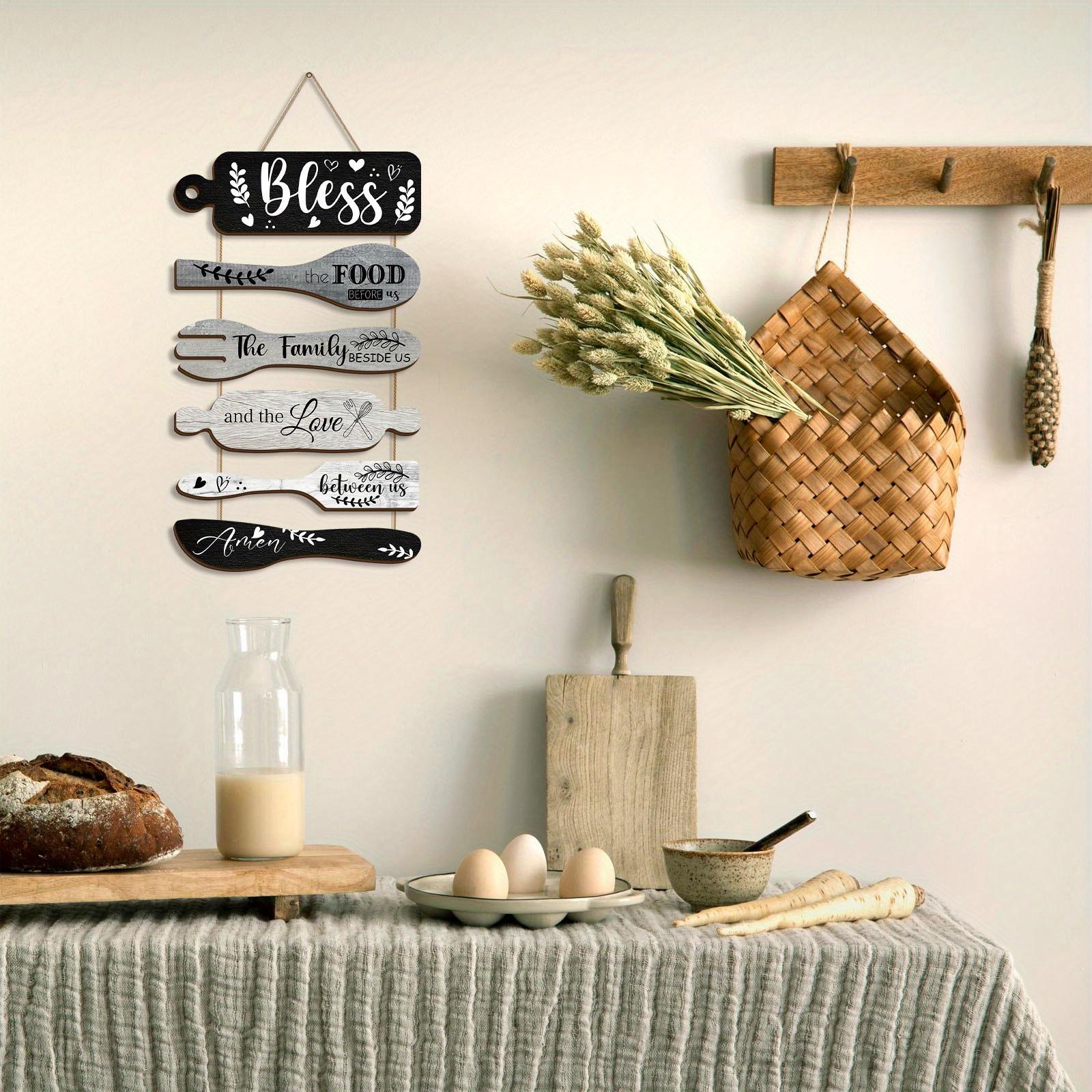 Wooden Kitchen Wall Decor, 1 Count Farmhouse Kitchen Wall Sign with Rope, Home Decor, Housewarming Gift, Home Wall Hanging Decor, Wooden Letter Sign