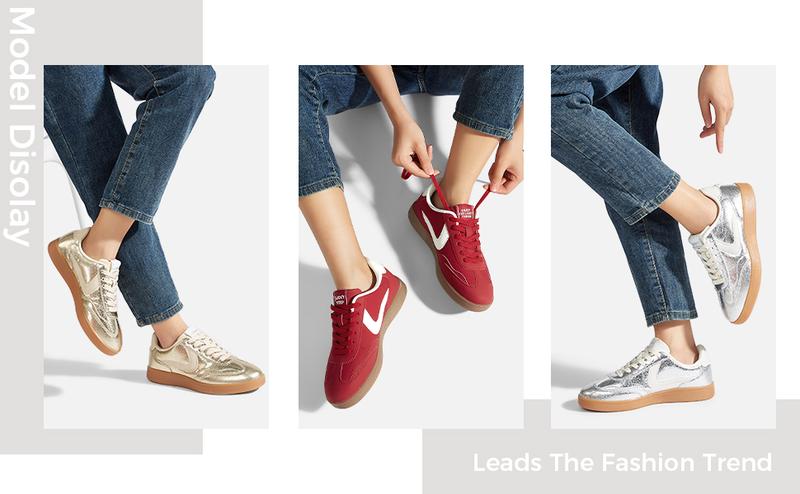 LUCKY STEP Women's Retro Fashion Sneakers Classic Casual Walking Shoes Non Slip Comfort Skate Shoes Footwear Athletic