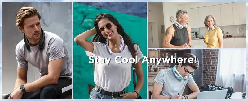 Neck Fan, Hands Free Bladeless Neck Fans Portable Rechargeable, 360° Cooling Neck Fan, 4 Speeds, Quiet, 5200 mAh Battery Operated USB Wearable Personal Fan Gifts for Women, Travel, Outdoor