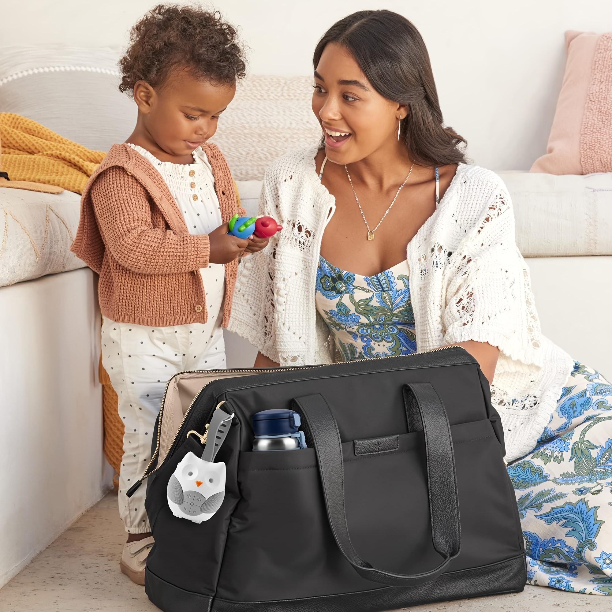 Cute Owl Baby White Noise Machine, Portable Sound Soother with 4 Soothing Sounds & Songs, Adjustable Strap, Auto-Off Timer, Perfect for On-the-Go, Stroller & Crib