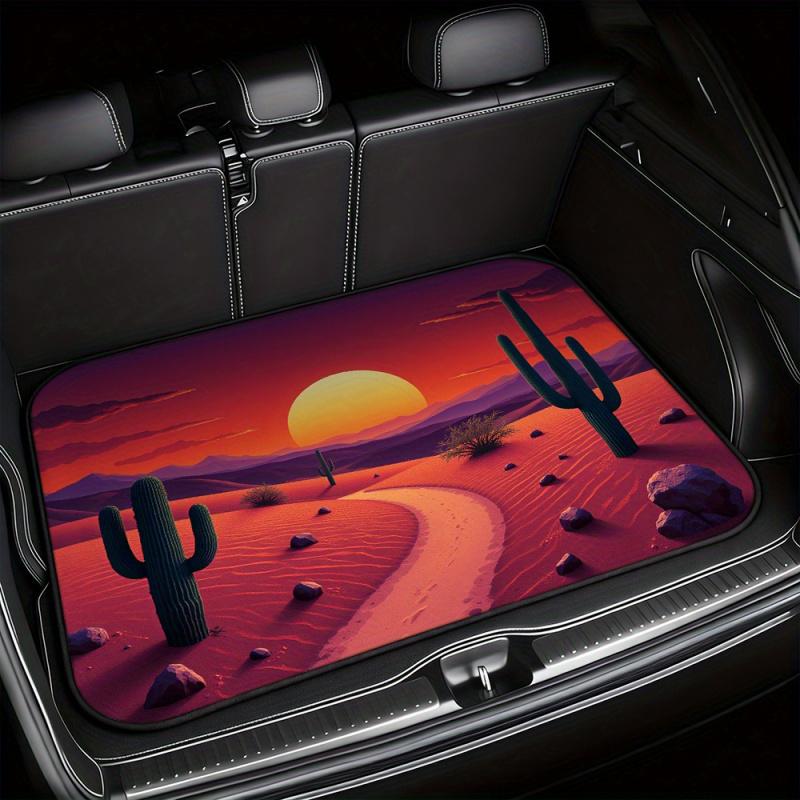 1 Desert Sunset Cactus Car Trunk Liner | Suitable for SUVs, this easy-to-clean polyester lining is practical and suitable for storing food and groceries or for camping. It enhances the interior decoration and is universal.