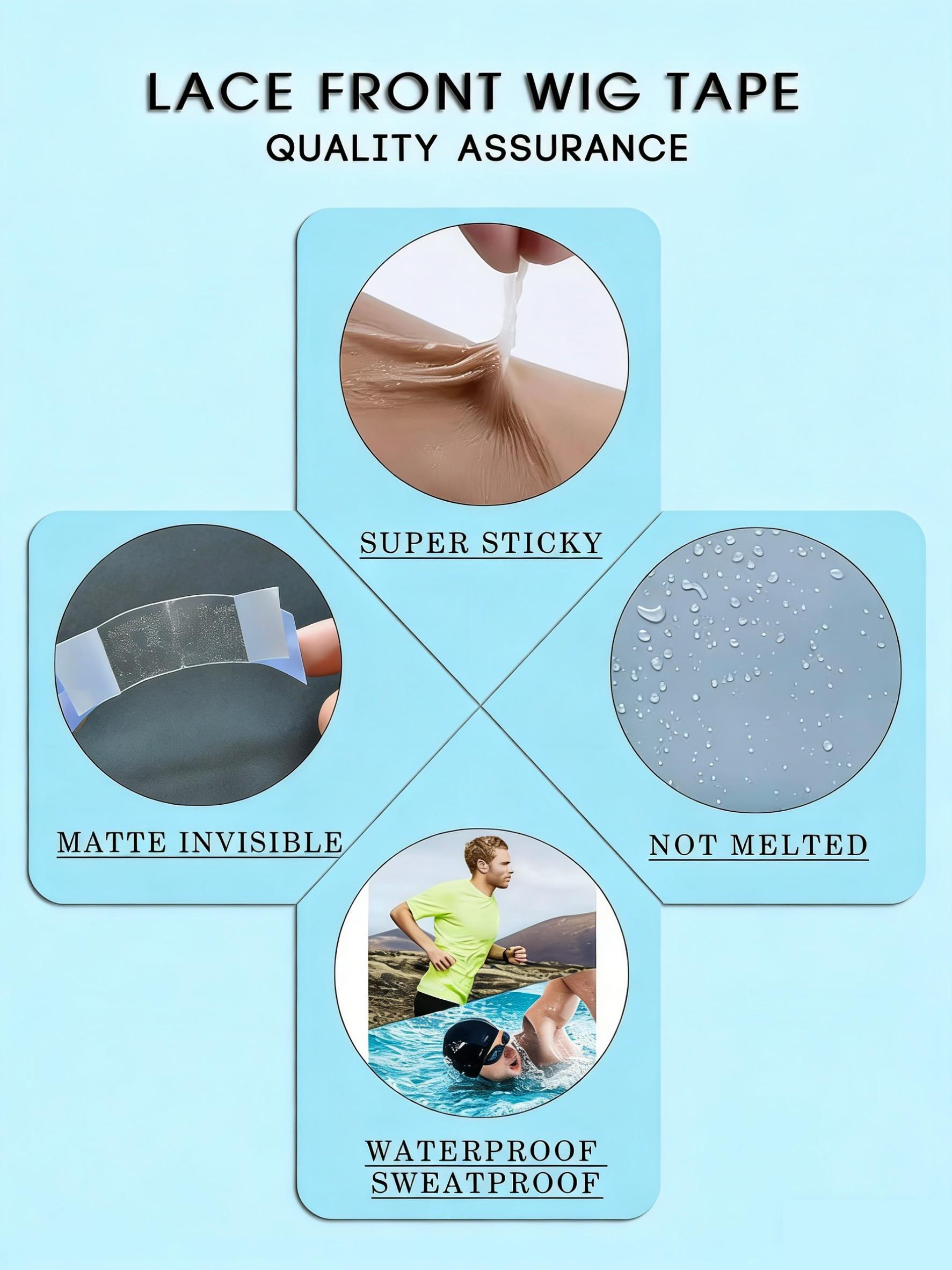 36PCS Double Sided Hair Tape Sticker Strip Adhesive Holder Waterproof for Human Hair Men & Women Toupee Tape Lace Wig Hair System Replacement Extension