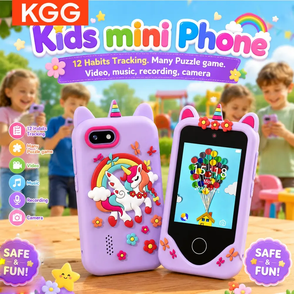 KGG Smart Digital Electronic Learning Device, Portable Multifunction Funny Learning Education Game Phone, Music Game Player with Alarm Clock Calculator Flashlight, Dual Camera Smart Phone, Learning Tool