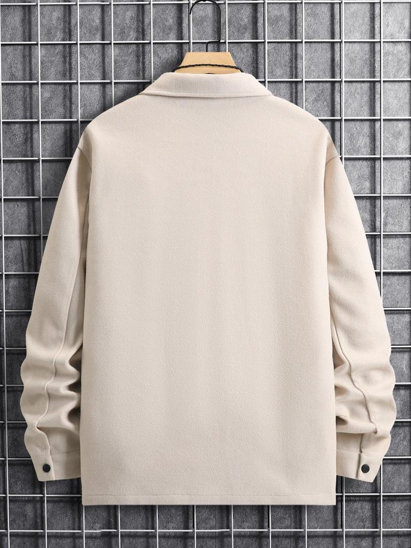 Men's Plain Long Sleeve Jacket,&nbsp;Regular Fit Casual Classic Button Front Flap Pocket Collared Outerwear for Fall & Winter, Going Out Outfit