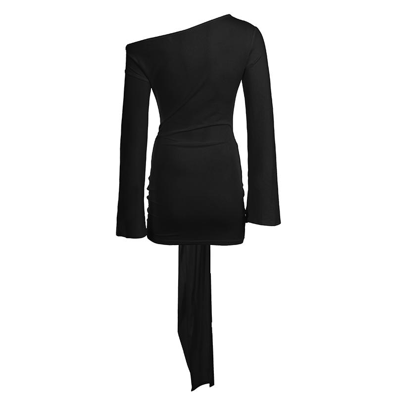 Elegant Asymmetrical Long Sleeve Maxi Dress, Tie Wedding Gown, Spring & Fall Women's Fashion, Party Wear, Chic Design, Formal Wear