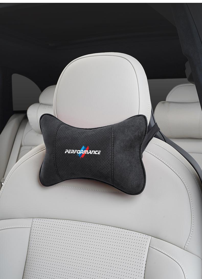 Car Suede Headrest Neck Support Auto Seat Accessories For BMW Performance F25 F26 F15 F16 E90 E91 E92 E60 E84 G22 G32 F13 F36 G30 G20 G11 G12 F80 F82 F90