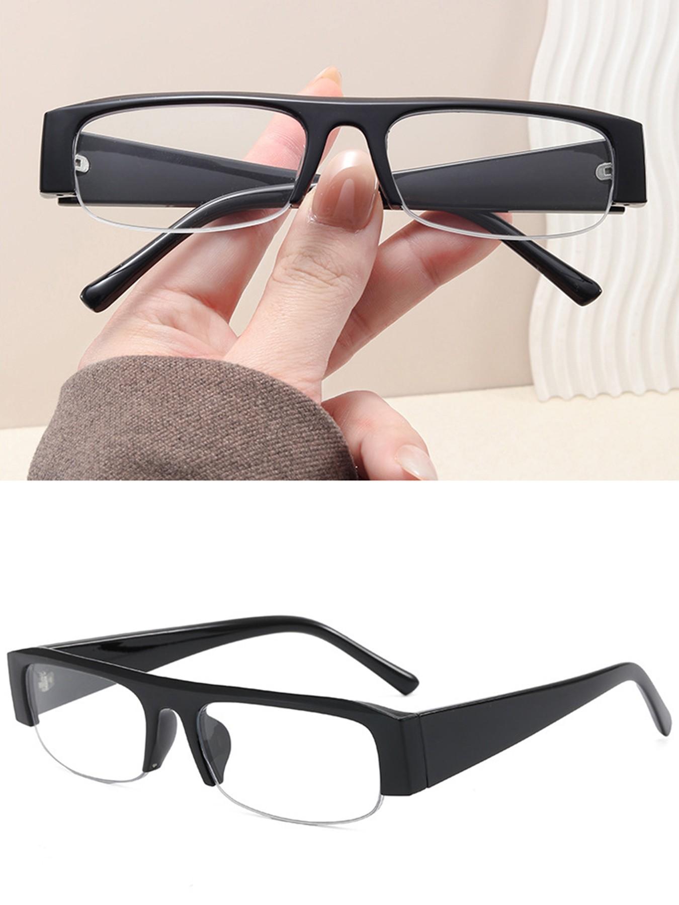 1Pcs High-End Narrow Frame Light Luxury Glasses, Fashionable Brand Besign Half Frame Glasses, Computer Blue Light Protection, Simple Outdoor For Women.