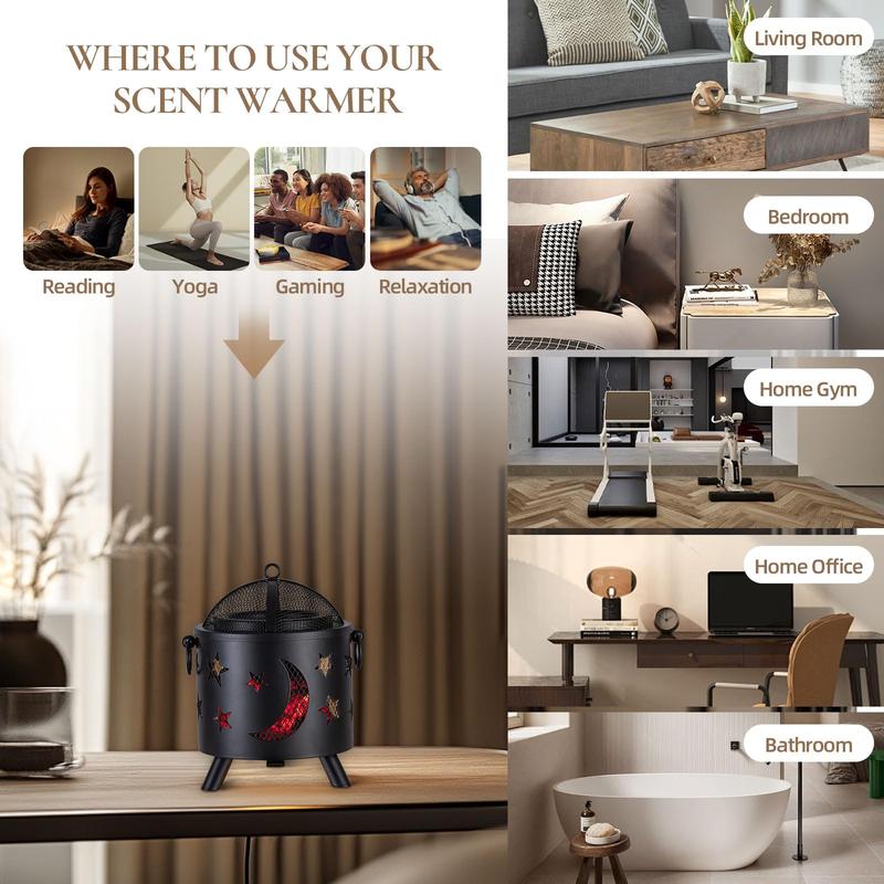 Fireplace Wax Melt Warmer with Timer: Electric Candle Warmer for Kitchen Living Room, 6.3" Tart Burner Industrial Decor, dealsforyoudays