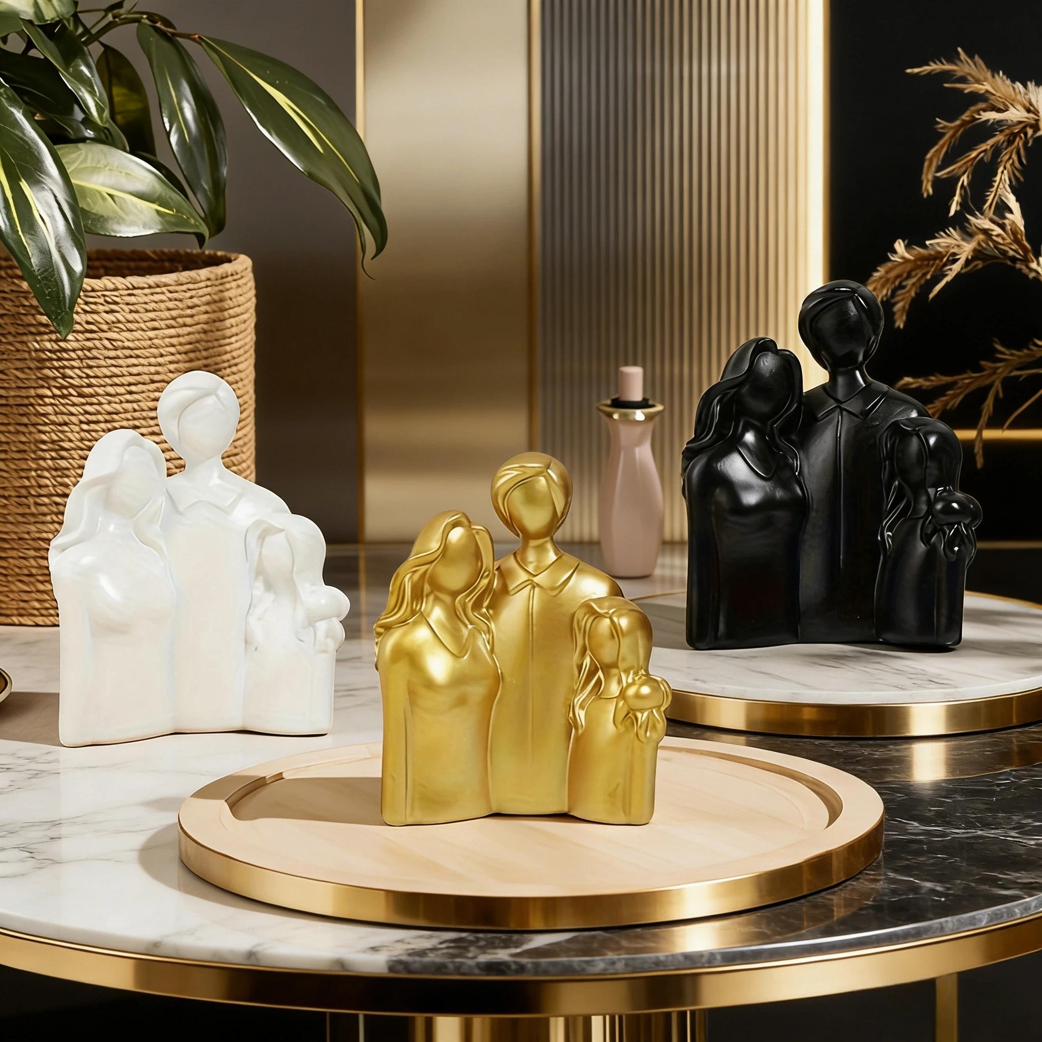 Warm Family Resin Sculpture, Healing Series, Multiple Colors Available, Entryway TV Cabinet Decor, Perfect Gift for Holidays