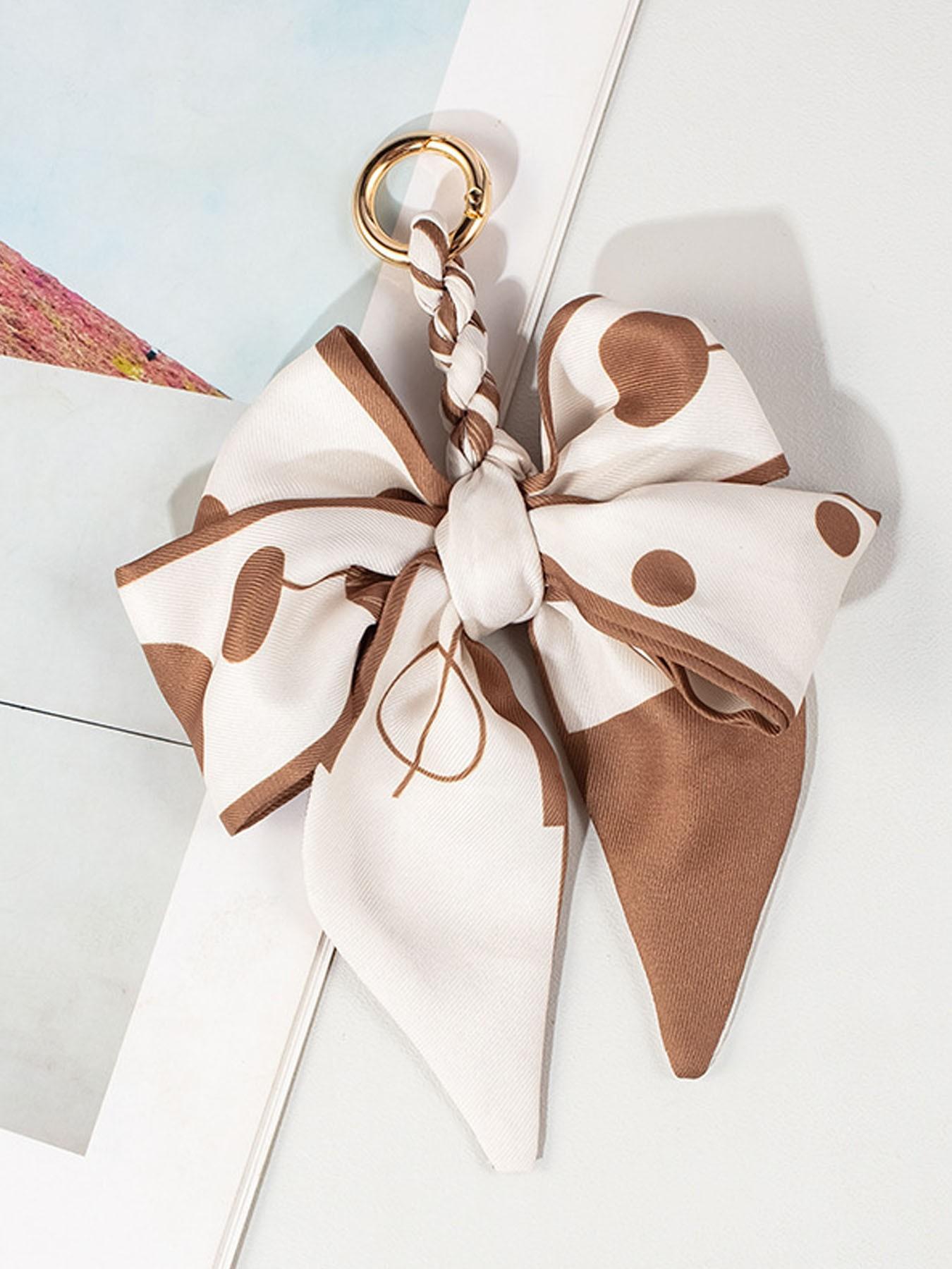 Elegant Bow Bag Charm-Floral Scarf Keychain wit..