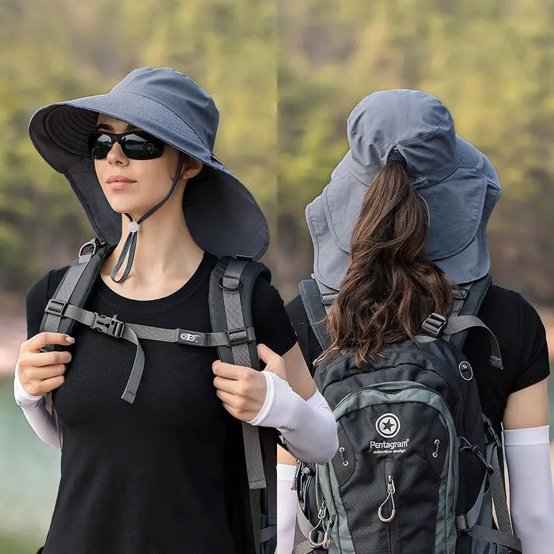BIGWIG Summer Sun Hat, Neck Protection Sun Hat, UPF50+ Bucket Hat, Wide-brimmed Beach Hat, Unisex, Summer Hat with Chin Strap and Side Sun Visors Large Capacity Style Messenger Bag Playing Card Fedora