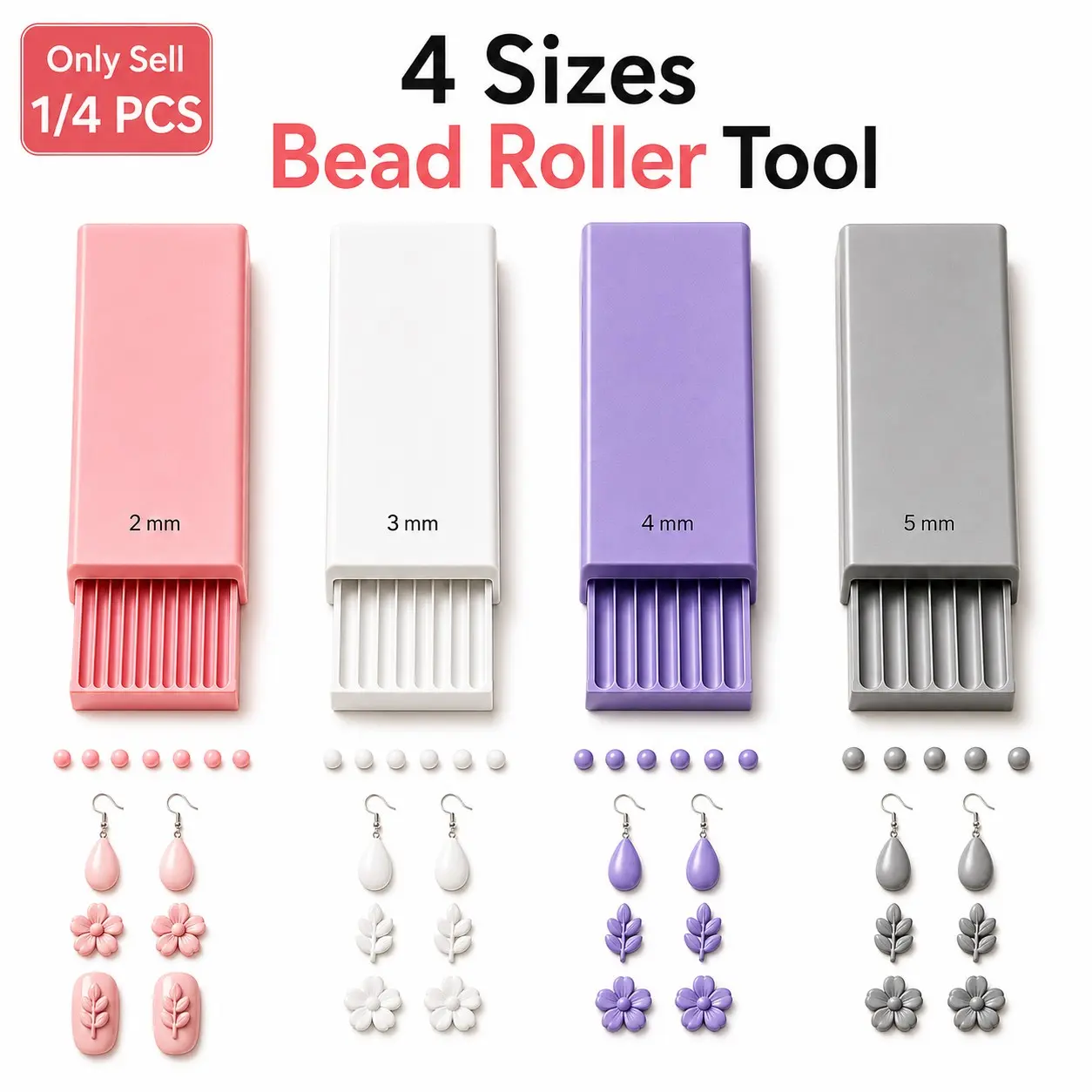 1/4pcs DIY 3D Print Clay Gel Ball Maker Tool, Nail Art Bead Roller for 3D Gel Flowers, Bead Roller for 2mm 3mm 4mm 5mm Round Beads, Sphere Shaper for Nail Art, Polymer Clay, Earrings, Jewelry Making and DIY Crafts