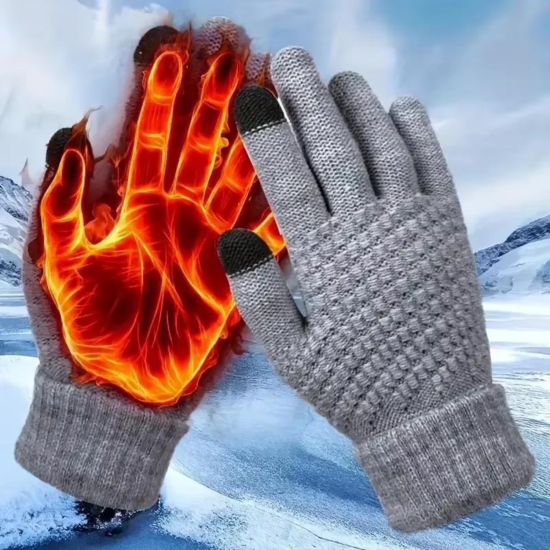1 Pair of Touchscreen Thermal Gloves, Suitable for Winter Outdoor Skiing, Cycling and Other Scenarios, Fleece - Lined for Cold Protection and Touchscreen Compatible