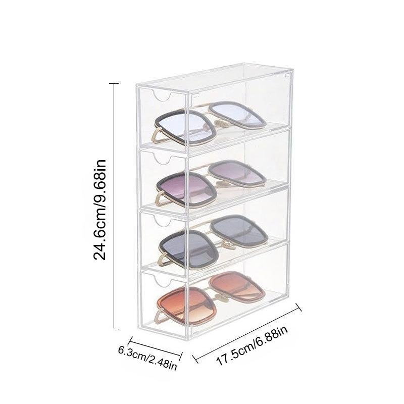 Acrylic glasses case can be stacked four-layer desktop glasses sunglasses display box dust-proof drawer storage box Organizer