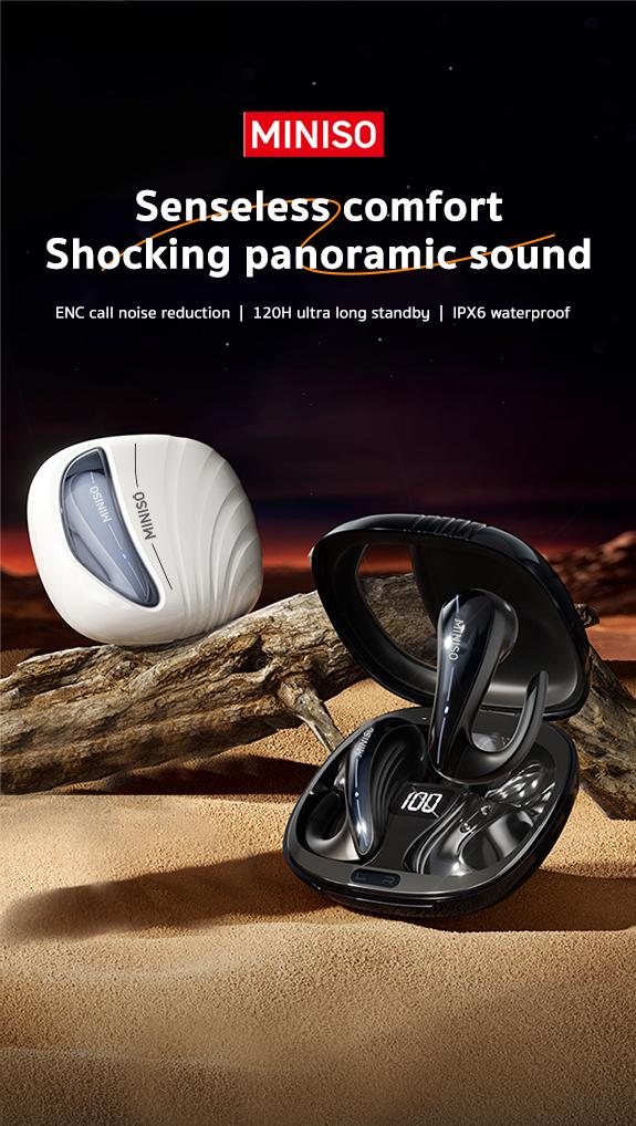 Miniso X8 True Wireless Open Ear Headphones Bluetooth 5.4 Over Ear Headphones for Running,Working Audio Earbuds Electronic