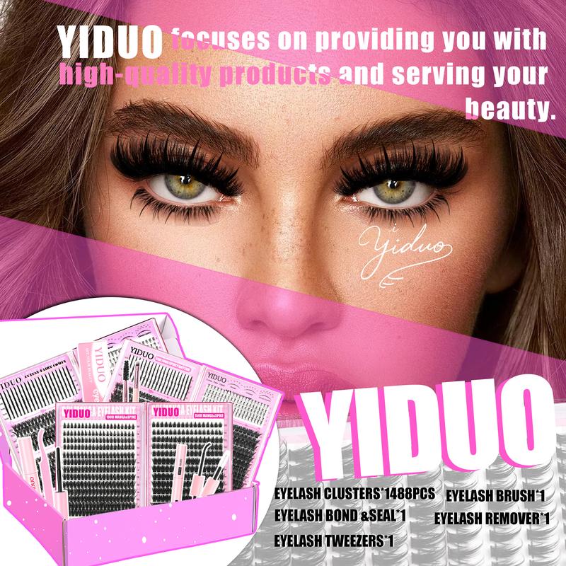 1488pcs Lash Cluster Kit, Home DIY Makeup Eyelash Extensions Set with 10 Styles (50D/60D/80D/100D/Bottom/Spike/Manga/Volume 5–20mm), D-Curl Cluster Eyelash Extension Kit, Diy Eyelashes Kit with Lash Bond & Seal, Remover, Tweezers & Brush 1488pcs Lash Cluster Kit, Home DIY Makeup Eyelash Extensions Set with 10 Styles (50D/60D/80D/100D/Bottom/Spike/Manga/Volume 5–20mm), D-Curl Cluster Eyelash Extension Kit, Diy Eyelashes Kit with Lash Bond & Seal, Remover, Tweezers & Brush