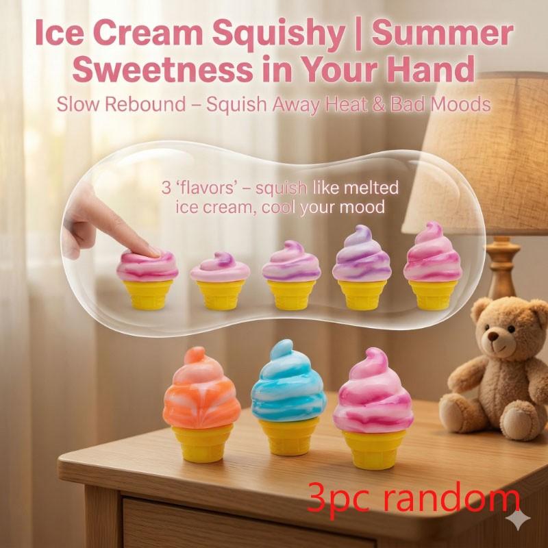 Ice Cream Creative Squeeze Soft Toy, Summer Stress Relief Toy, Cute Slow Rise Ice Cream Sensory Decompression Toy for Kids and Adults