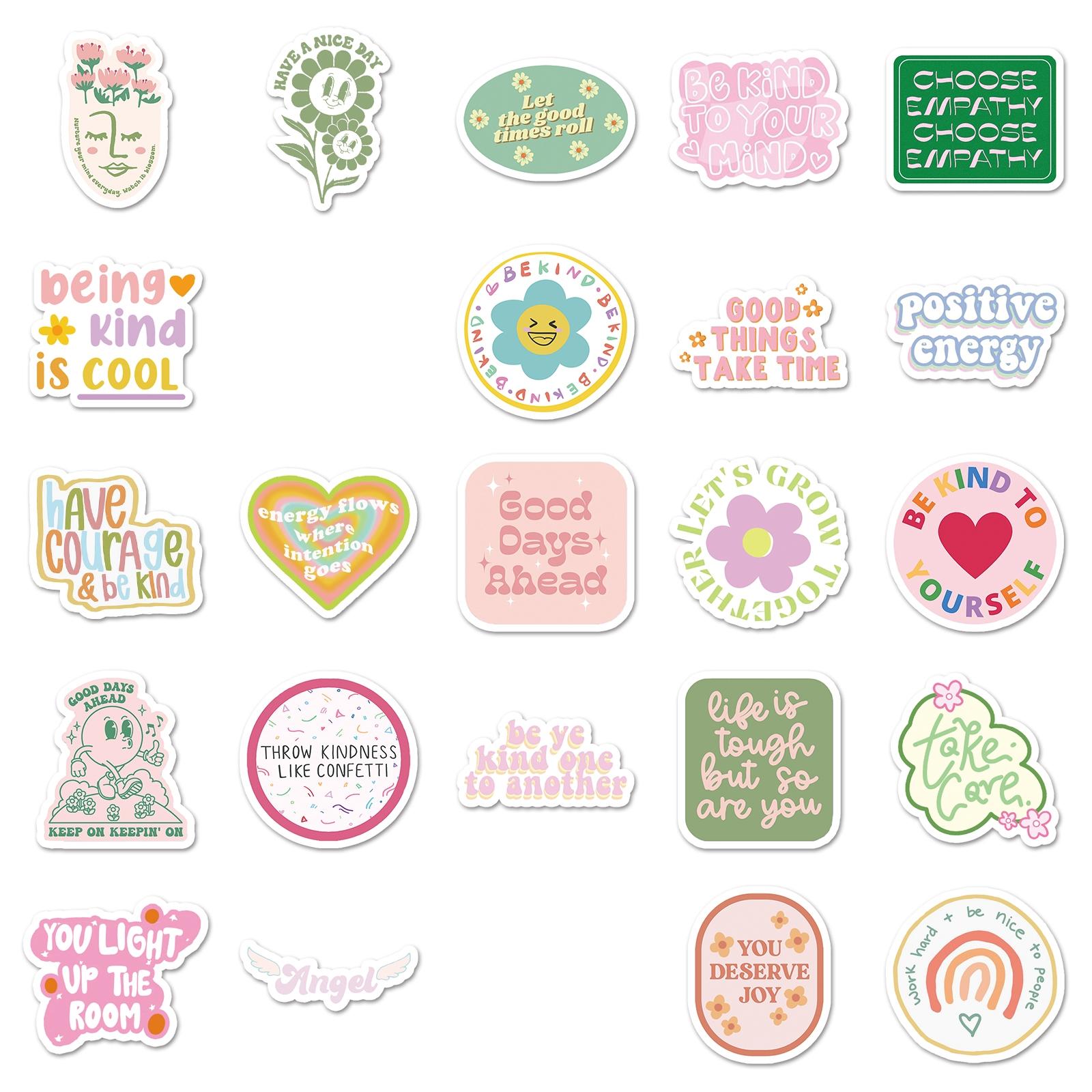 Motivational English Slogan Pattern Sticker, 50pcs/set Creative Cartoon Sticker, Funny Stickers DIY Decorative Sticker for Scrapbooking, Journaling, Gift Wrapping Sticker Packs