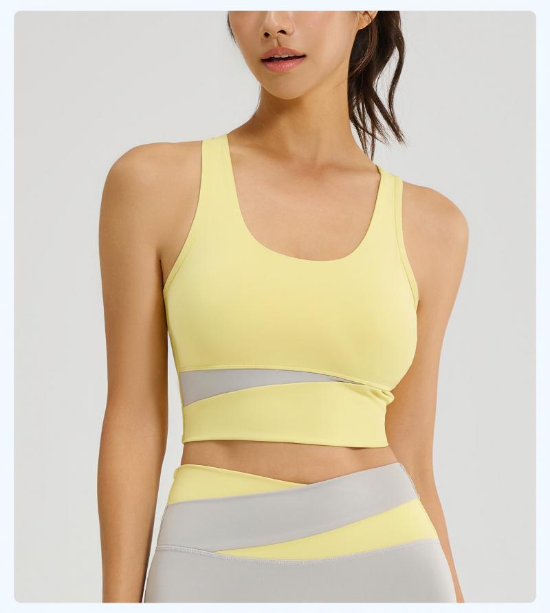 Color Block Sports Bra for Women, High Impact Shockproof & Push Up Fitness Tank Top, Running Yoga Beauty Back Bra