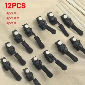 12 Pcs Quick Release Zipper Repair Kit, 4 Pcs S M L Sizes, for Clothes Bags Backpacks, Easy Fix Different Sized Zippers