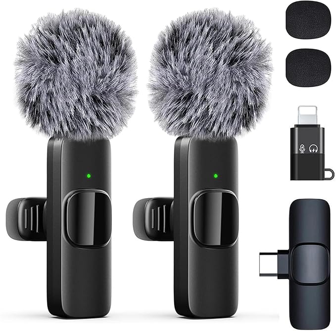 Professional Wireless Microphone for iPhone, iPad, Android Phone, Mini Microphone, Wireless Lapel Mic for Video Recording, Interview Podcast Vlog YouTube Tiktok for Content Creators