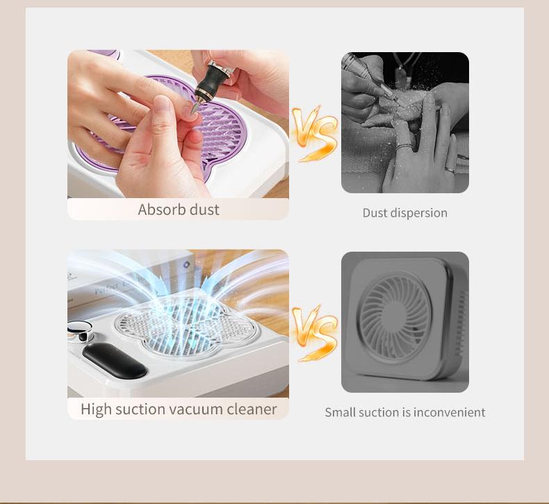 Marwell - Professional nail vacuum cleaner, electric nail dust collector with grinding drill bit, UV lamp, adjustable speed. Suitable for home use and professional nail salons.