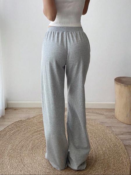 Women's Casual Loose-fit Pants with Side Pockets Elastic Waist Drawstring Long Trousers, Casual Street Trousers, Fall & Winter Comfortable Home Wear