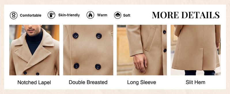 Runcati Men's Double Breasted Trench Coat Casual Lapel Collar Business Winter Long Overcoats Runcati Men's Double Breasted Trench Coat Casual Lapel Collar Business Winter Long Overcoats