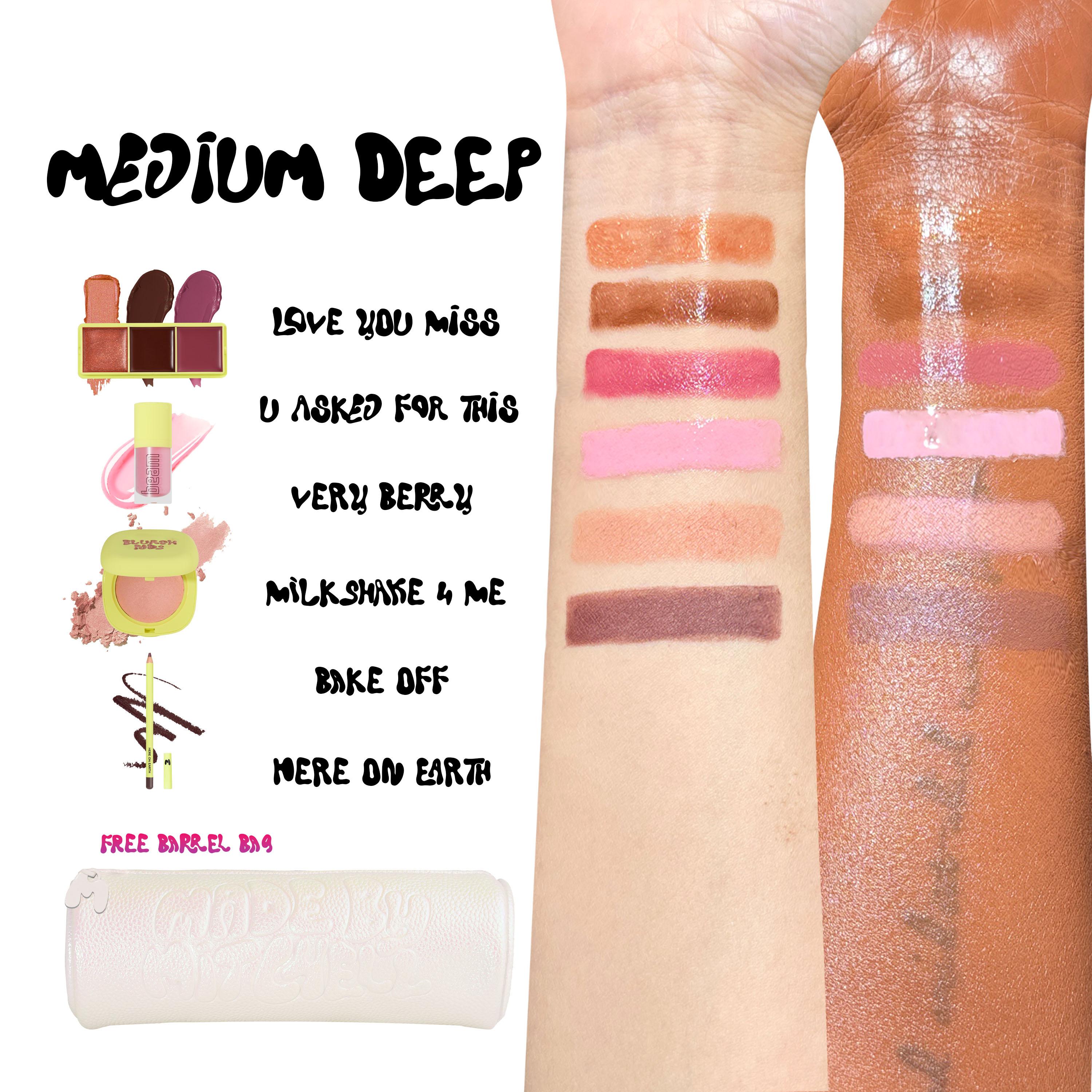 Mitchell Curve Capsule 5-Piece Face & Lip Set, Limited Edition Blush, Lip Gloss, Lip & Brush Makeup Bundle, Perfect Gift for Her